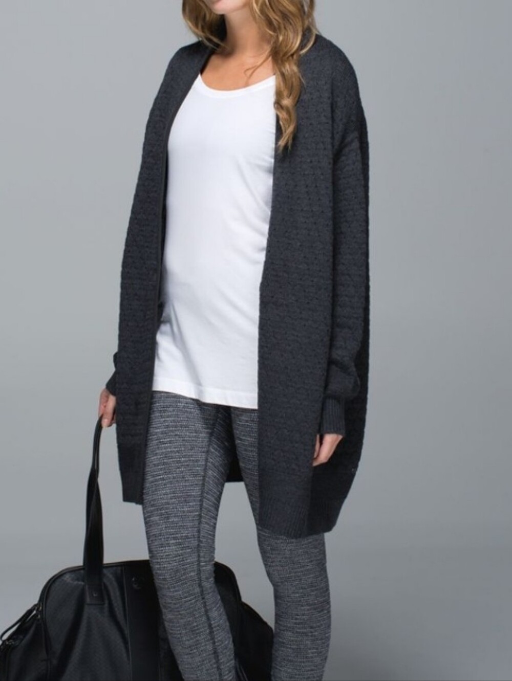 Lululemon Athletica All Day Cardi Charcoal Knit Sweater Quilted Cozy Cardigan